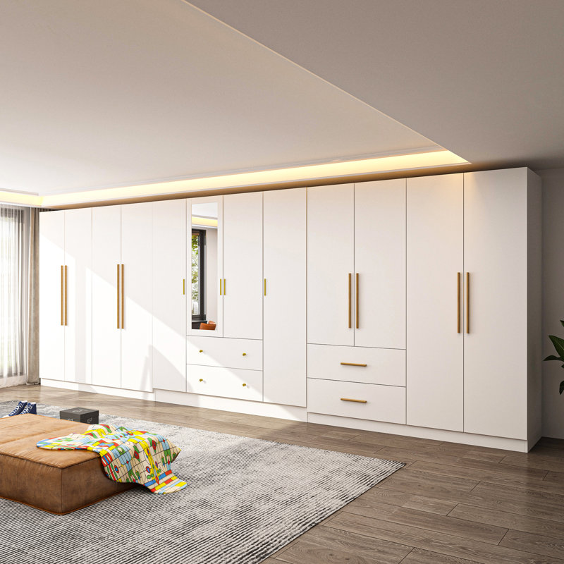 Vendrina 3 Piece Wooden Armoire With Drawers Mirror